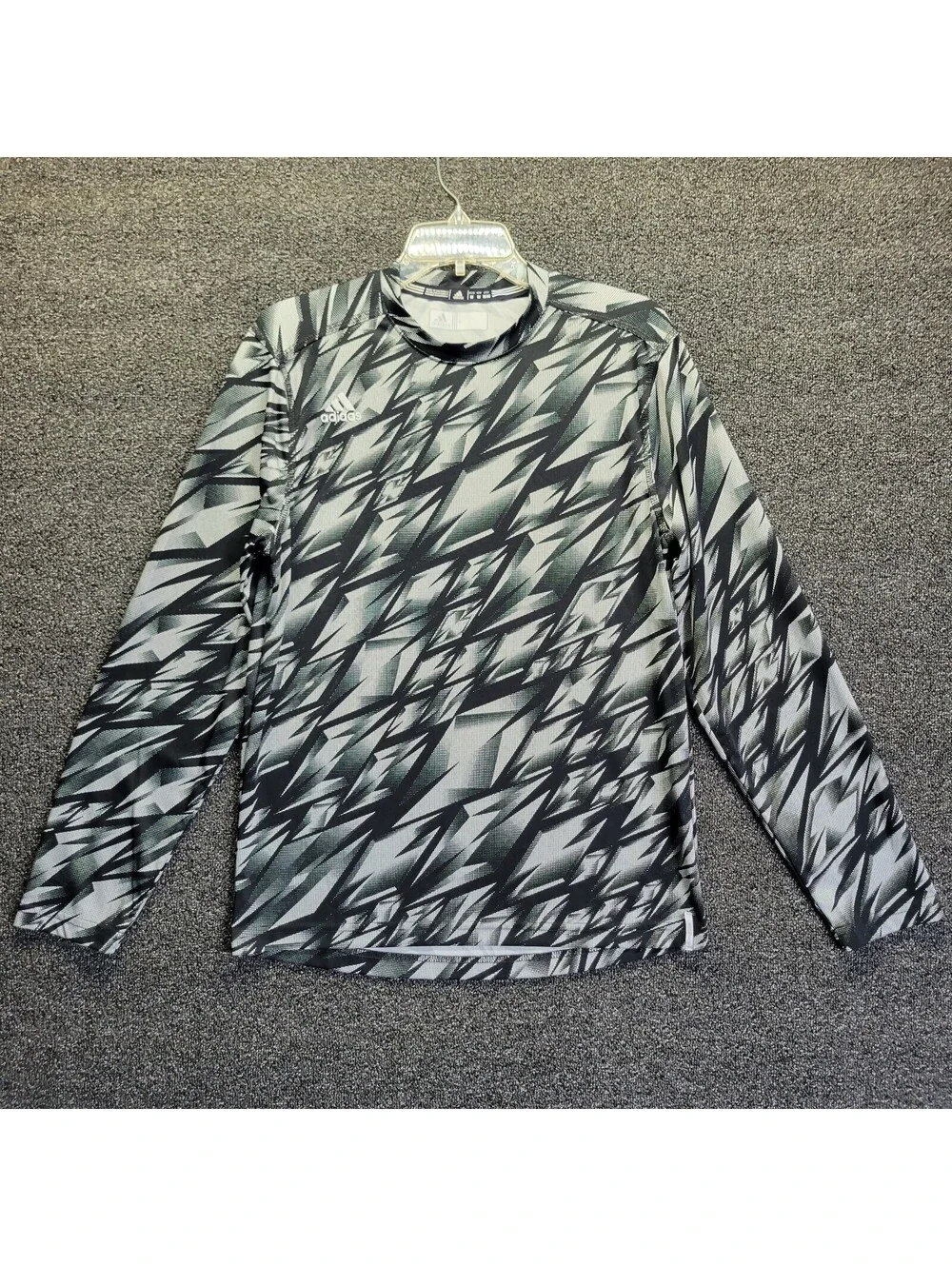 Adidas Men's Sz M white/Black Geometric print Long Sleeve T-Shirt